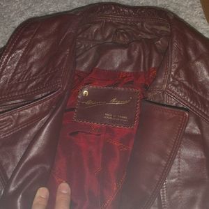 Etienne Aigner Vintage Leather Coat Full Length Luxury Brand Oxblood Red